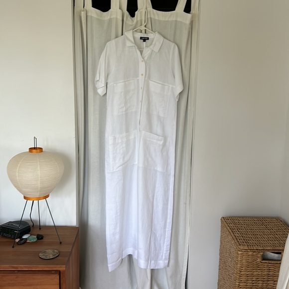 ILANA KOHN mabel coverall jumpsuit white linen size small NWOT - Picture 1 of 16